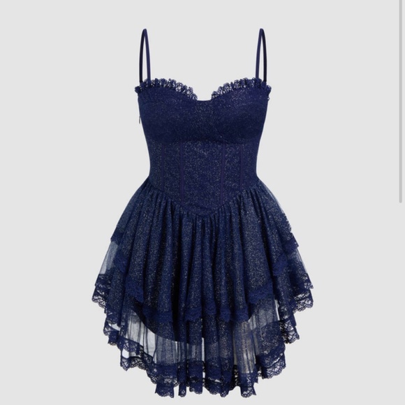 Cider Dresses & Skirts - NWT Blue glitter corset mini dress